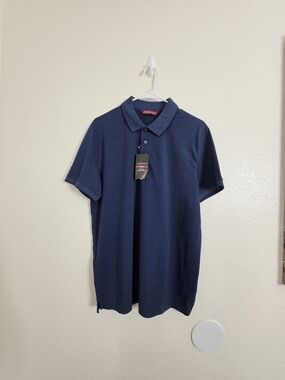 AXIST Mens Polo Shirt Navy Blue Short Sleeve Stretch Medium NWT